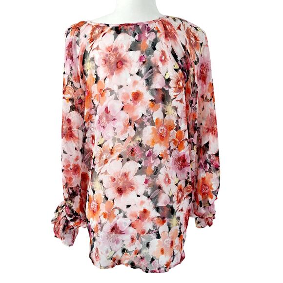 Stem & Vine V-neck Lightweight Floral Print Top - Picture 2 of 8